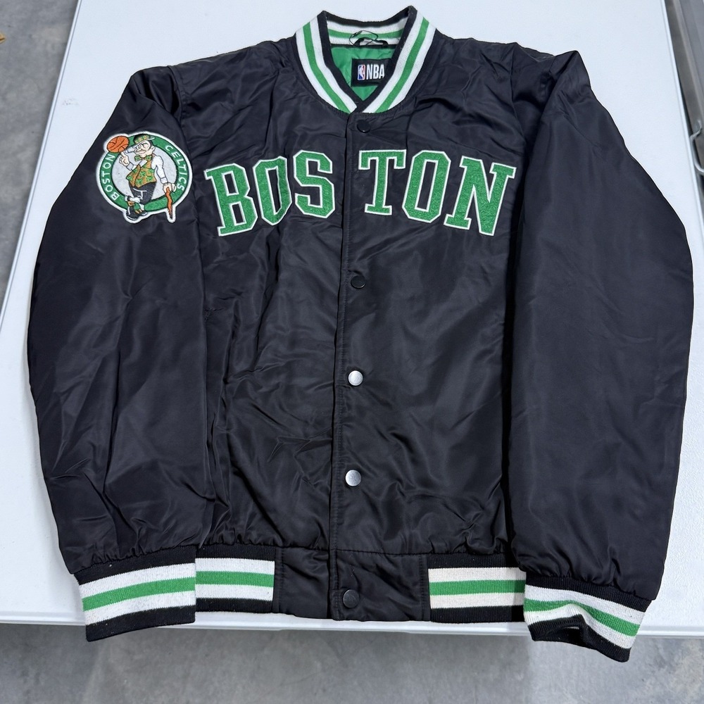 Primark NBA Boston Celtics Jacket Mens Medium Black Excellent Varsity Bomber